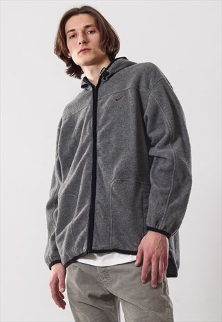 VINTAGE MENS NIKE BIG LOGO FLEECE FULL ZIP HOODIE JACKET
