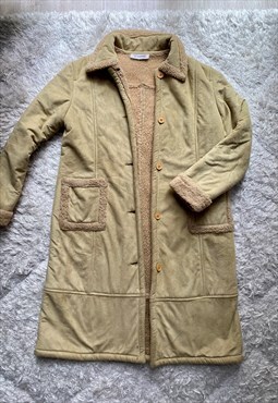 Vintage traditional y2k beige suede shearling afghan coat