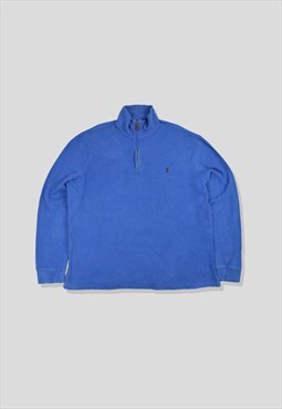 Vintage 90s Polo Ralph Lauren 1/4 Zip Sweatshirt in Blue