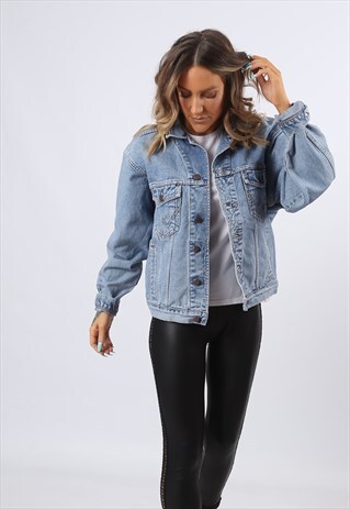 DENIM JACKET WRANGLER OVERSIZED FITTED UK 14 (E83R)