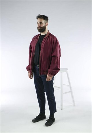 SILK BOMBER JACKET /LONG SLEEVE BURGUNDY JACKET