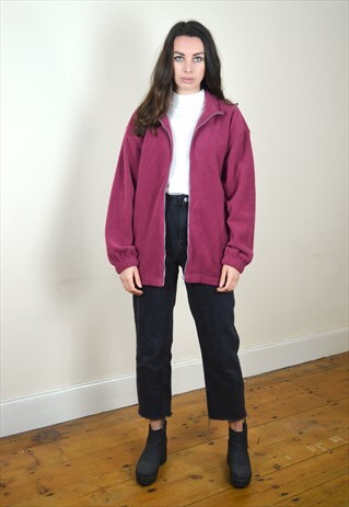 1990S VINTAGE DARK PINK FULL ZIP FLEECE JACKET