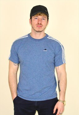 Vintage 90's Adidas T-Shirt with Embroidered Logo in Blue