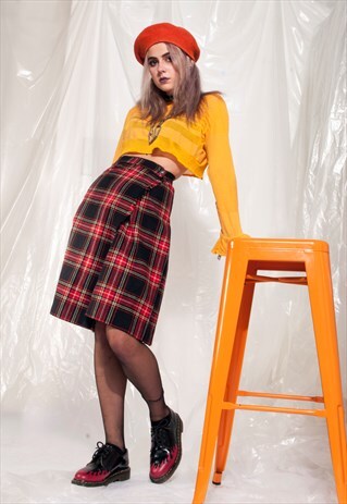 VINTAGE PLAID SKIRT 80S CHECKED PUNK GRUNGE PLEATED KILT