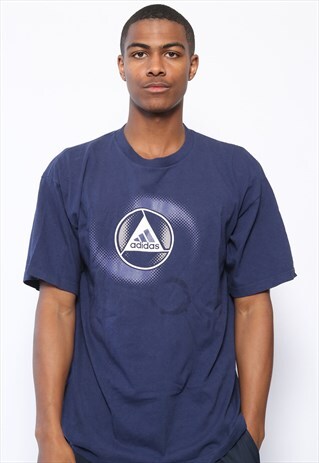 VINTAGE ADIDAS LOGO T-SHIRT NAVY BLUE