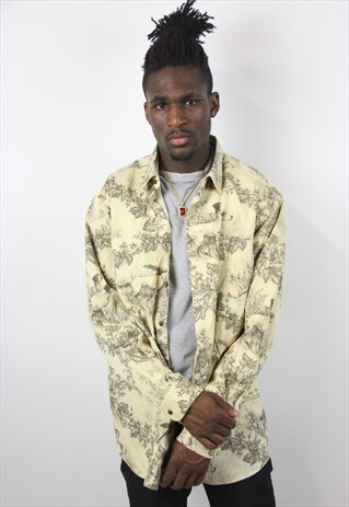 VINTAGE POLO RALPH LAUREN PATTERNED BEIGE SHIRT