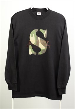 Vintage Stussy Crewneck Script Top Black 