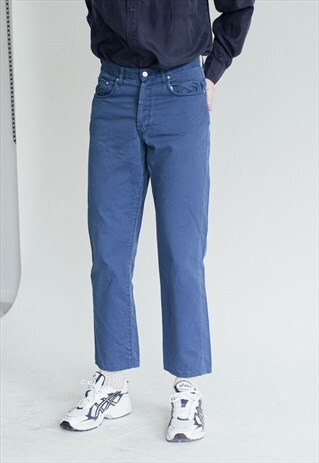 VINTAGE 90S STRAIGHT FIT BLUE MEN TROUSERS W33/M