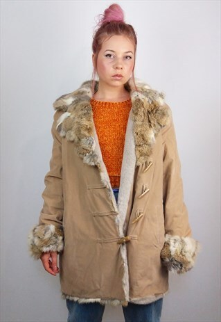 VINTAGE 90'S FAUX SUEDE / FAUX FUR OVERSIZED COAT / JACKET