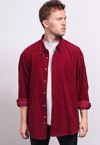 VINTAGE CORDUROY CORD SHIRT RED