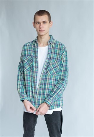 VINTAGE 80S CHECKERED GRUNGE SHIRT