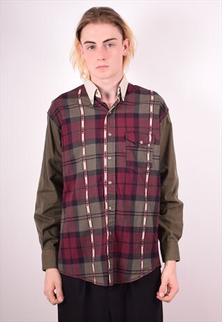 WRANGLER MENS VINTAGE SHIRT MEDIUM MULTI CHECK 90S