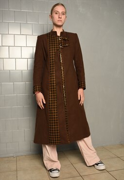 Vintage 80s longline brown classy winter coat