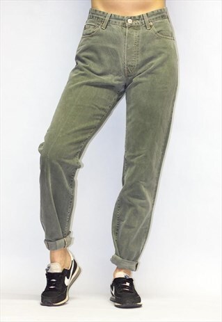 VINTAGE 80'S HIGH RISE GREEN MOM LEVI JEANS