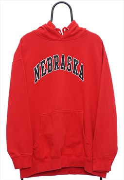 Vintage Nebraska Spellout Red Hoodie Womens