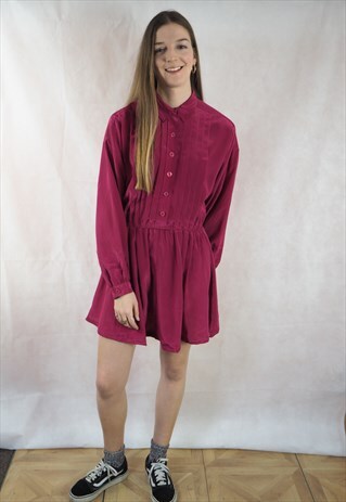 VINTAGE HOT PINK SHIRT MINI DRESS