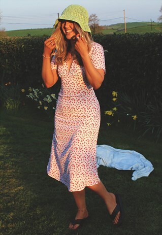 PINK FLORAL MIDI TEA DRESS