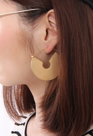 (KOREAN) 3/4 CIRCLE METAL EARRINGS