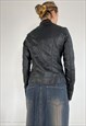 VINTAGE Y2K LEATHER JACKET ZIP UP BIKER GRUNGE STREETWEAR