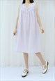 90S VINTAGE LILAC FLORAL EMBROIDERED DRESS (SIZE XL)