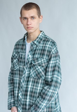 VINTAGE 80S CHECKERED GREEN SHIRT