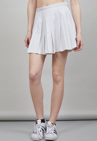 VINTAGE 80'S HIGH WAISTED OFF-WHITE PLEATED TENNIS SKIRT