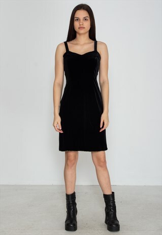 VINTAGE BLACK SLEEVELESS MINI DRESS