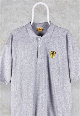 Vintage Ferrari Polo Shirt Grey 1996 Rare Mens Large