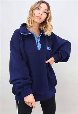VINTAGE 90S OVERSIZED 1/4 BUTTON FLEECE
