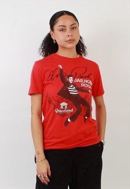 "Vintage Elvis Presley red graphic t shirt