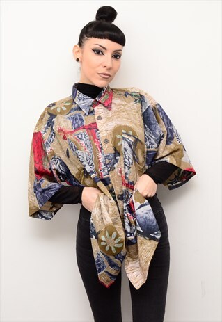 VINTAGE 90'S INDIE ABSTRACT PATTERNED OVERSIZED SHIRT