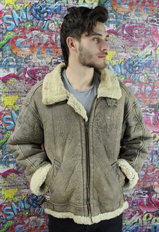 VINTAGE AVIATOR/FLYING JACKET. SHEARLING SHEEP SKIN. UNISEX.