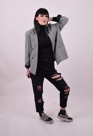 VINTAGE 80'S OVERSIZED CHECKED BOYFRIEND BLAZER SIZE MEDIUM
