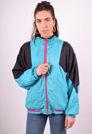 WOMENS VINTAGE TRACKSUIT TOP JACKET MEDIUM MULTI 90'S