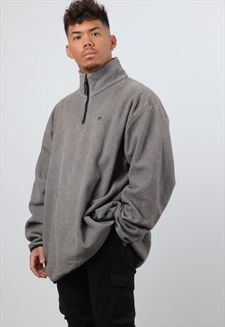 VINTAGE NAUTICA GREY XXL EMBROIDERED LOGO 1/4 ZIP SWEATSHIRT