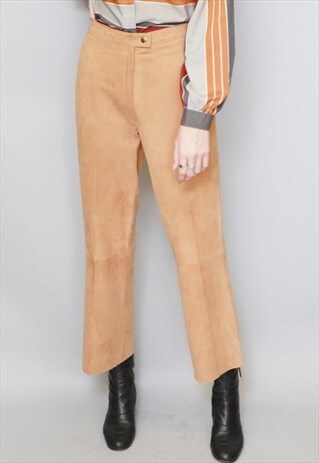 VINTAGE 1970'S CARAMEL BROWN SUEDE TROUSERS