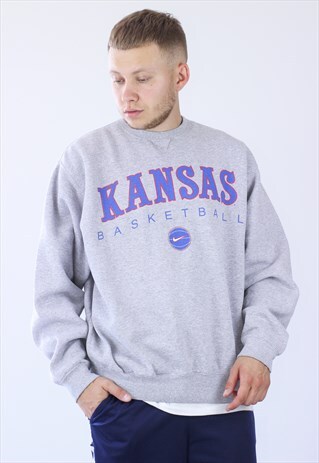 VINTAGE MENS NIKE KANSAS BASKETBALL NBA BIG LOGO SWEATSHIRT