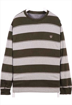 Vintage 90's Chaps Sweatshirt Striped small logo Grey XLarge