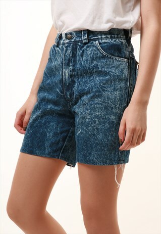 80S VINTAGE ACID WASH HIGH WAISTED DENIM SHORTS 841