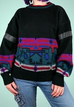 MICHAEL GERALD Vintage 80's Unisex Retro Pattern Sweater