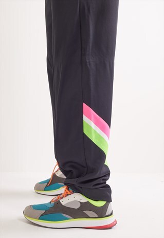 VINTAGE PATTERNED TRACKSUIT BOTTOMS BLACK