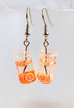 Cocktail Glass Drink Earrings Orange