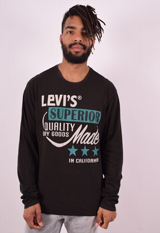 LEVI'S MENS VINTAGE TOP LONG SLEEVE LARGE BLACK 90S
