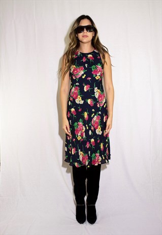 SLEEVELESS MULT-COLOR FLORAL DRESS