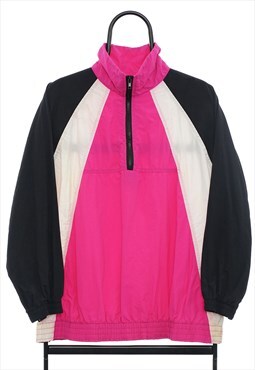 Vintage Pink Quarter Zip Windbreaker Jacket Womens