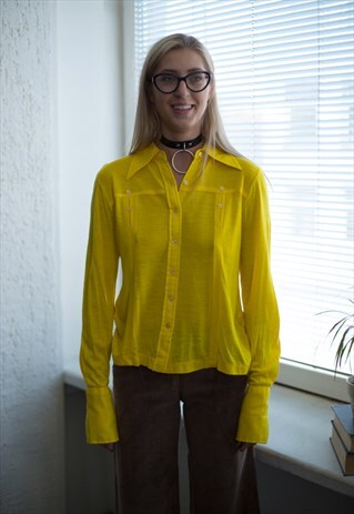 VINTAGE 70'S BRIGHT YELLOW LONG SLEEVE SHIRT