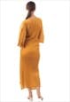 FULL LENGTH PLEATED MAXI DRESS WITH CAP SLEEVES IN YELLOW