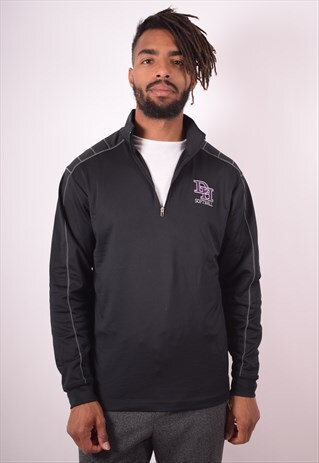 NIKE MENS VINTAGE TRACKSUIT TOP LONG SLEEVE SMALL BLACK 90S