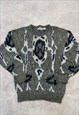 VINTAGE KNITTED JUMPER ABSTRACT PATTERNED KNIT SWEATER