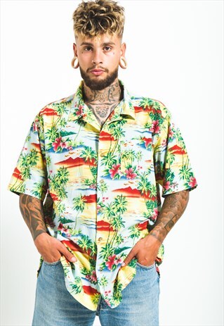 VINTAGE 80S HAWAIIAN SHORT SLEEVE SHIRT/ S111
